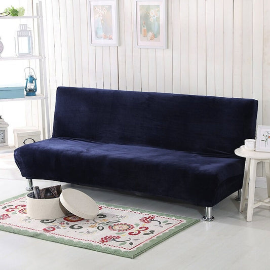 Armless Plush Solid Color Sofa Cover Slip Universal Sizes